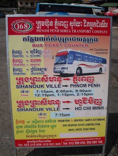 Bus schedules from Sihanoukville to Phnom Penh .